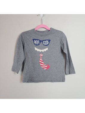 Baby Gap Mr Cool long sleeve graphic shirt sz 3 years gray glasses tie